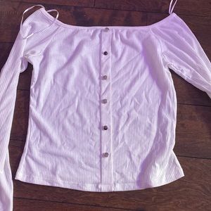 Ribbed White Off The Shoulder Top